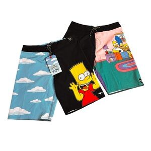 New/Used Lot Of 2 Billabong Simpsons Swim Boys Youth Pro Board Shorts Size 27